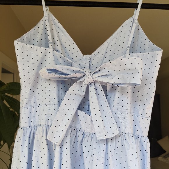 Button-front Sky Blue Polka Dot Dress - Picture 1 of 3